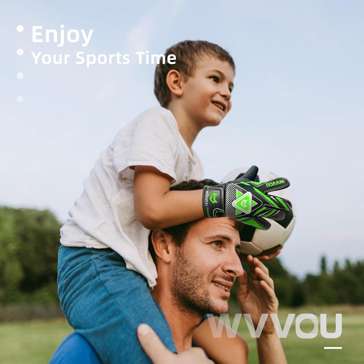 WVVOU Torwarthandschuhe Kinder Und Jugendliche, Fußball Torwarthandschuhe, Fußballhandschuhe, Doppeltem Schutz, Tragbarkeit, Super Halt