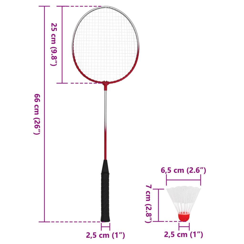 Badmintonsæt med 4 ketsjere og net