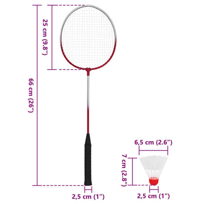 Badmintonsæt med 4 ketsjere og net